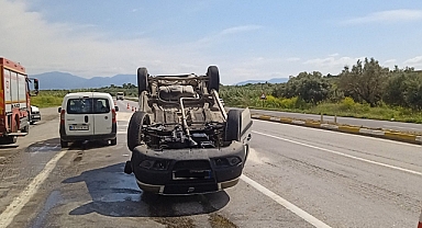 Otomobil takla attı 1 kişi hafif yaralı